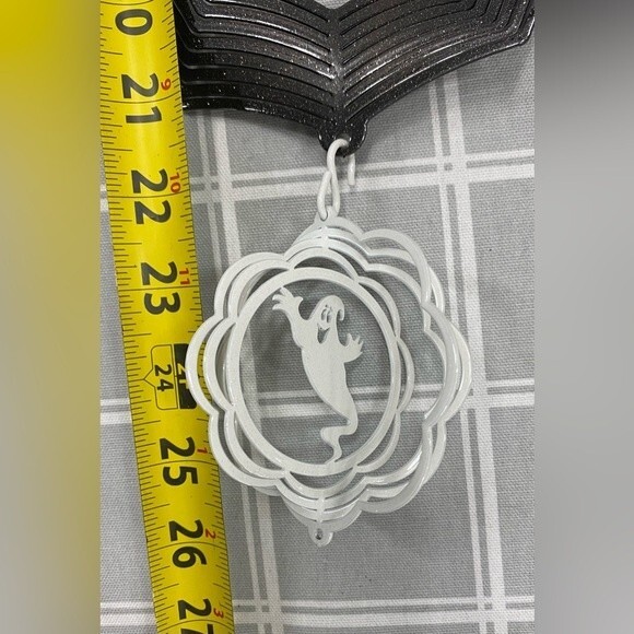 SWEN Holiday Halloween Pumpkin Jack O Lantern Witch Ghost Metal Wind Spinner - Picture 7 of 9